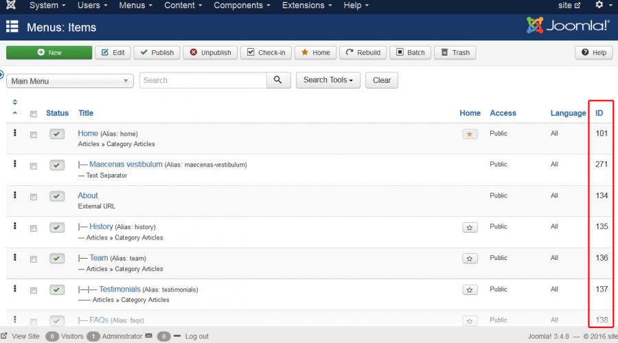 Добавление иконок к заголовку статьи joomla. Организация контента в Joomla — удаление и создание статей в админке, а так же настройка параметров для всех материалов