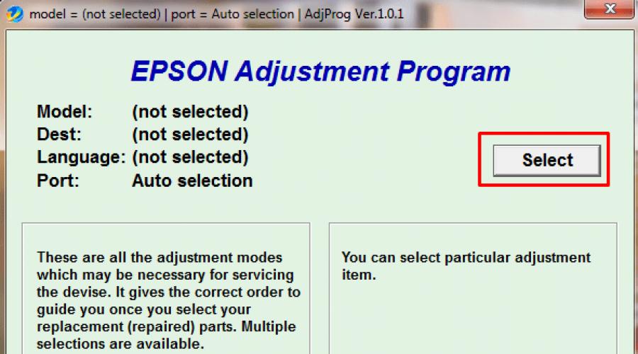 Program de reglare a resetarii scutecelor Epson l1300.  Resetarea scutecului pe imprimantele Epson L210, L110, L300, L350, L355