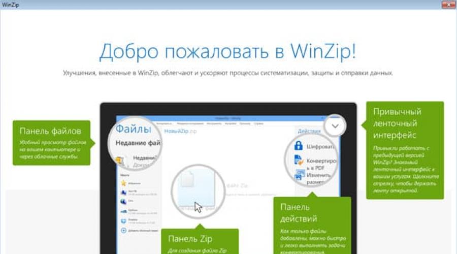 Vinn zip-arkiv.  WinZip archiver gratis nedladdning ryska versionen